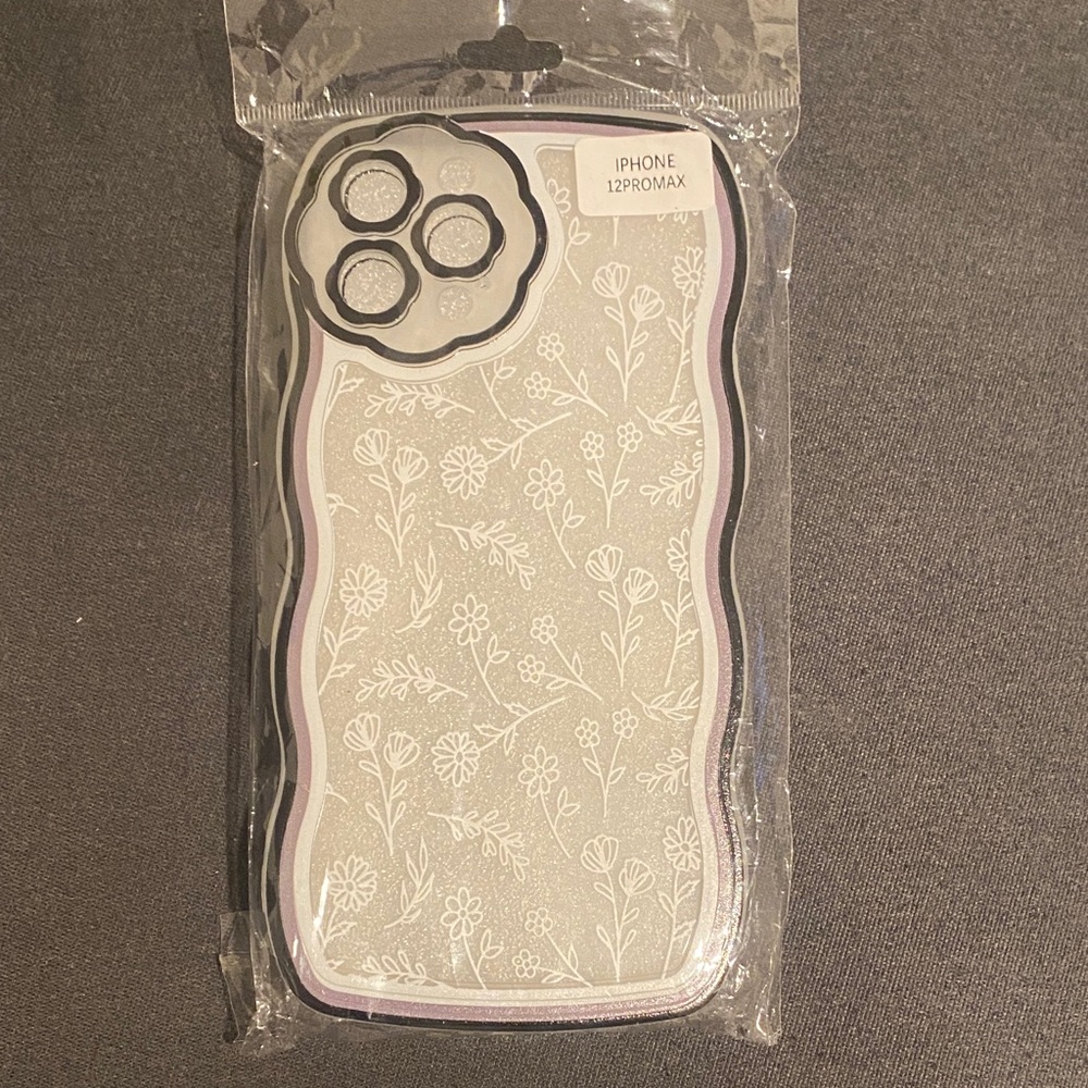 iPhone 12 Pro Max Floral Case - Silver